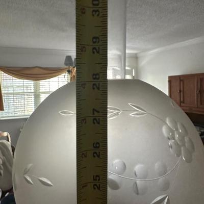 American Made Ornate Brass-Tone Table Lamp with Etched Glass Globe