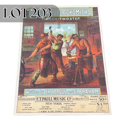 -203- E.T. PAULL | The Jolly Blacksmiths March Two Step | By E.T. Paull & E. Braham | Sheet Music