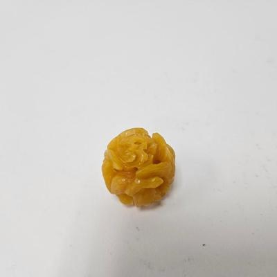 CKEG05. Vintage Carved Japanese Netsuke Bead, Koi Fish, Possible Amber