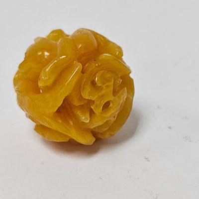 CKEG05. Vintage Carved Japanese Netsuke Bead, Koi Fish, Possible Amber