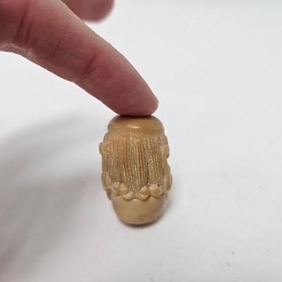 CKEG06. Vintage Carved Japanese Netsuke Bead, Man’s Head, Palm Ivory