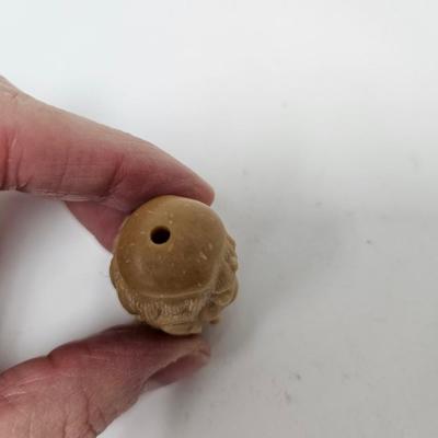 CKEG06. Vintage Carved Japanese Netsuke Bead, Man’s Head, Palm Ivory