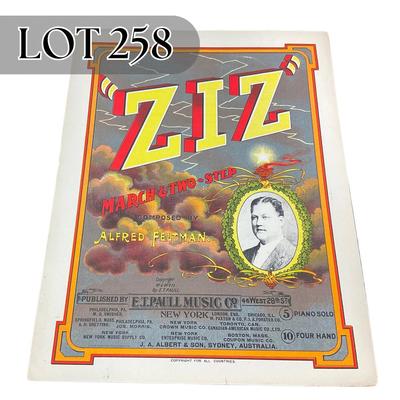 -258- E.T. PAULL | “ZIZ” March Two Step | Composed By Alfred Feltman | Sheet Music