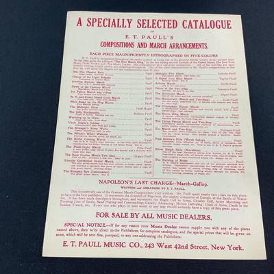 -263- E.T. PAULL | Sheridan Ride March Galop | Sheet Music