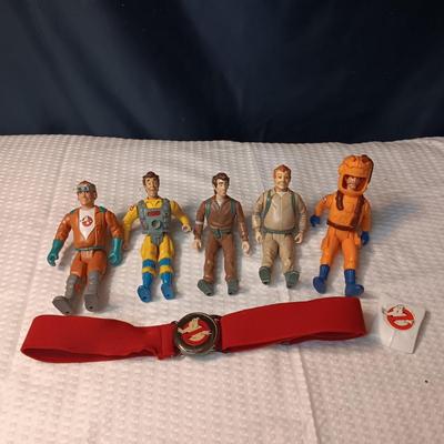 1989 GHOST BUSTERS ACTION FIGURES AND CHILD'S ELASTIC BELT