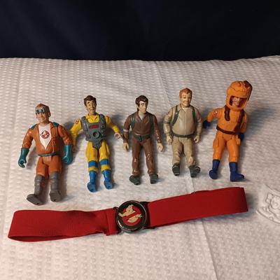 1989 GHOST BUSTERS ACTION FIGURES AND CHILD'S ELASTIC BELT