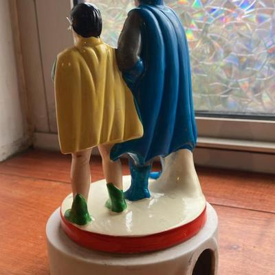 Vintage 1978 DC Comics Batman & Robin Ceramic Music Box - Very Good Condition