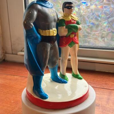 Vintage 1978 DC Comics Batman & Robin Ceramic Music Box - Very Good Condition