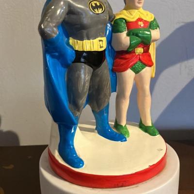 Vintage 1978 DC Comics Batman & Robin Ceramic Music Box - Very Good Condition