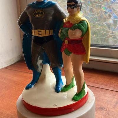 Vintage 1978 DC Comics Batman & Robin Ceramic Music Box - Very Good Condition