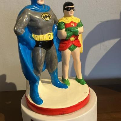 Vintage 1978 DC Comics Batman & Robin Ceramic Music Box - Very Good Condition