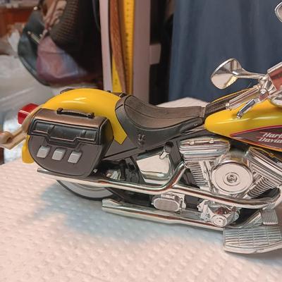 A WOODEN MOTORCYCLE AND 2 DIE-CAST MODELS