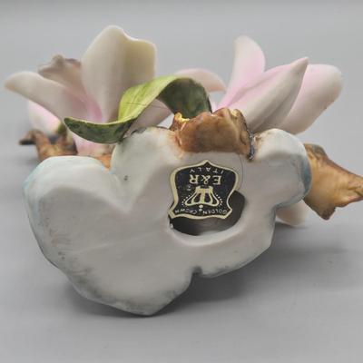 LOT 21L: Vintage Capodimonte Porcelain Orchid Figurine Set