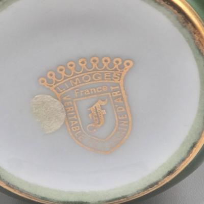 LOT 25L: Collection of Vintage Limoges Porcelain Pieces Including Double Hanldled Vase, Round Bowl with Lid, and Lidded Trinket Box