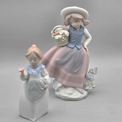 LOT 26L: Lladro Sweet Scent Girl and Mrs. Claus Figurines