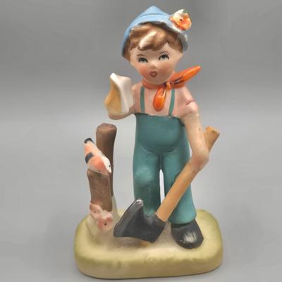 LOT 28L: Vintage Arnart 5th Ave Hand-Painted Porcelain Figurine, Napcoware Figurine, Hummel Figurine, and Lefton Figurine