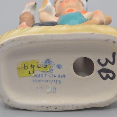 LOT 28L: Vintage Arnart 5th Ave Hand-Painted Porcelain Figurine, Napcoware Figurine, Hummel Figurine, and Lefton Figurine