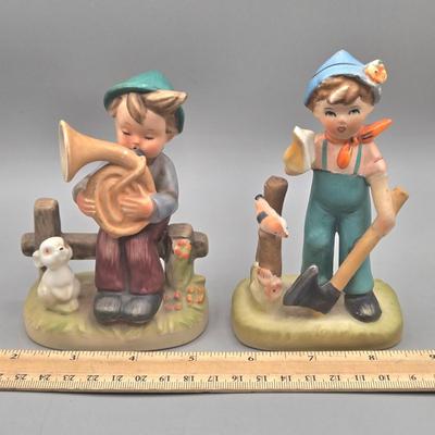 LOT 28L: Vintage Arnart 5th Ave Hand-Painted Porcelain Figurine, Napcoware Figurine, Hummel Figurine, and Lefton Figurine