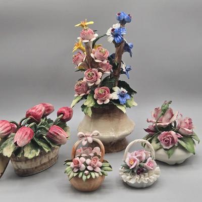 LOT 33L: Variety of Capodimonte Flower Arrangements