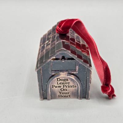 LOT 38L: Lenox Holly Berry Trinket Box, 2008 Danbury Mint Philadelphia Eagles Santa in a Sleigh Ornament, Vintage Napcoware Christmas...