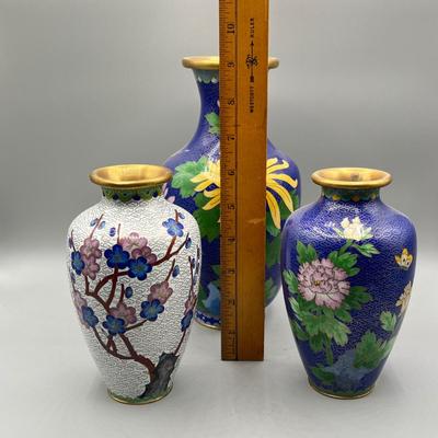 LOT 43L: Three Vintage Cloisonne Vases