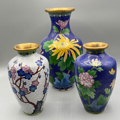 LOT 43L: Three Vintage Cloisonne Vases