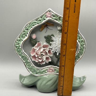 LOT 52L: Stone Floral Arrangements in Cloisonne Pots and More