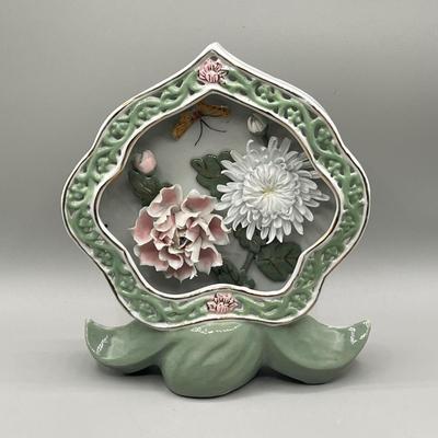 LOT 52L: Stone Floral Arrangements in Cloisonne Pots and More