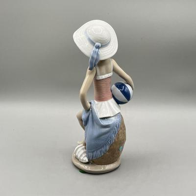 LOT 55L: Lladro Summer Figurine - Beach Girl with Ball
