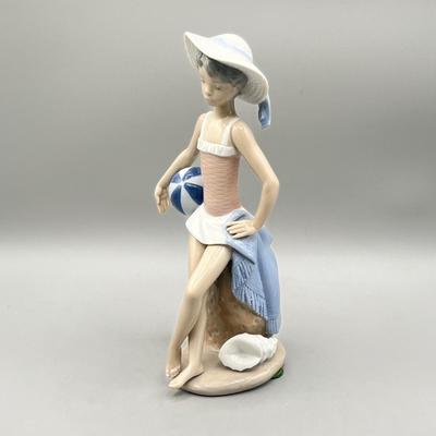 LOT 55L: Lladro Summer Figurine - Beach Girl with Ball