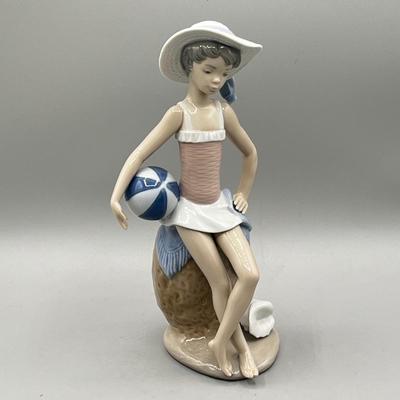 LOT 55L: Lladro Summer Figurine - Beach Girl with Ball