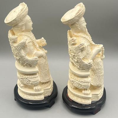 LOT 58L: Vintage Chinese Carved Resin Emperor Couple
