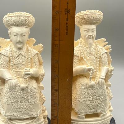 LOT 58L: Vintage Chinese Carved Resin Emperor Couple