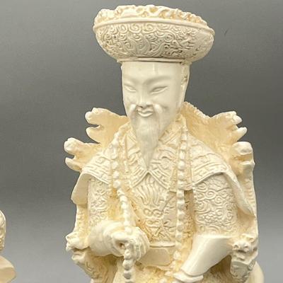 LOT 58L: Vintage Chinese Carved Resin Emperor Couple