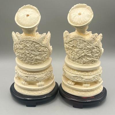 LOT 58L: Vintage Chinese Carved Resin Emperor Couple