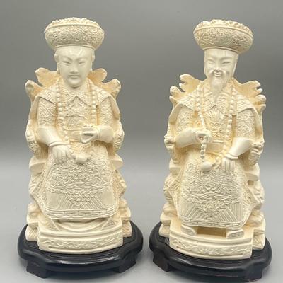 LOT 58L: Vintage Chinese Carved Resin Emperor Couple