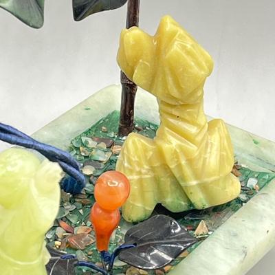 LOT 61L: Vintage Chinese Stone Floral Arrangement in Cloisonne Pot