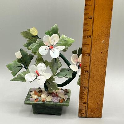 LOT 62L: Stone Floral Arrangement and Assorted Animal Figurines