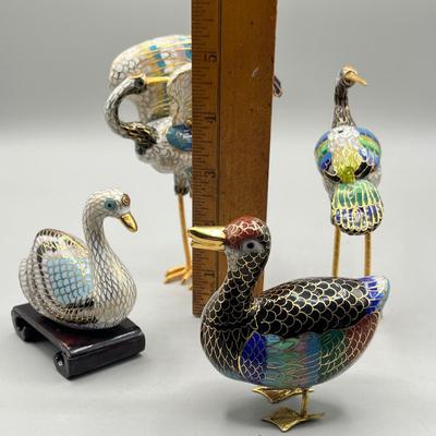 LOT 64L: Vintage Cloisonne Bird Figurines
