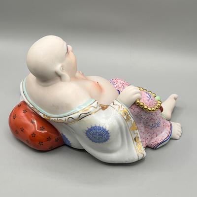 LOT 65L: Large Vintage Porcelain Laughing Buddha Figurine