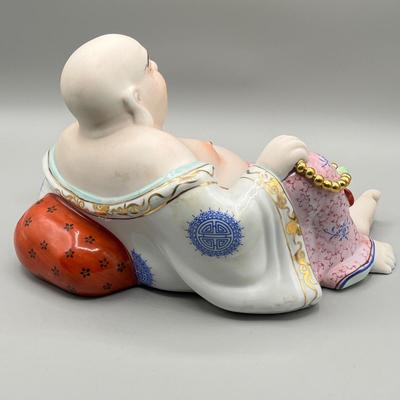 LOT 65L: Large Vintage Porcelain Laughing Buddha Figurine