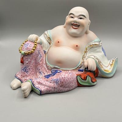 LOT 65L: Large Vintage Porcelain Laughing Buddha Figurine