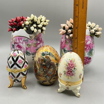 LOT 69L: Ceramic Decor Collection - Vases, Trinket Boxes and More