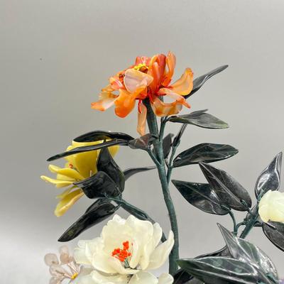 LOT 73L: Stone and Metal Enamel Decorative Floral Arrangements