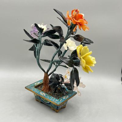 LOT 73L: Stone and Metal Enamel Decorative Floral Arrangements