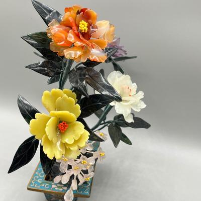 LOT 73L: Stone and Metal Enamel Decorative Floral Arrangements