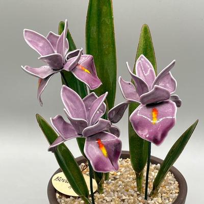 LOT 73L: Stone and Metal Enamel Decorative Floral Arrangements