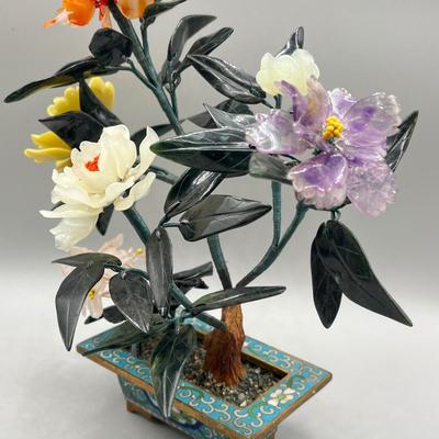 LOT 73L: Stone and Metal Enamel Decorative Floral Arrangements