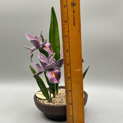 LOT 73L: Stone and Metal Enamel Decorative Floral Arrangements