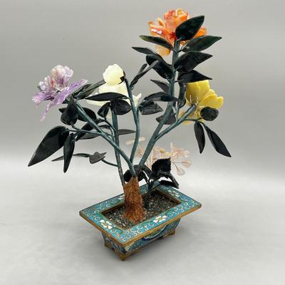 LOT 73L: Stone and Metal Enamel Decorative Floral Arrangements